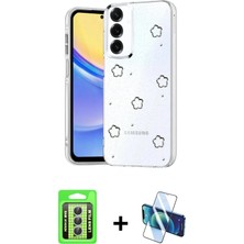 Cepte Toptan Galaxy A24 4g Yörünge Form - Siyah 3D Antistatik Seramik Nano Ekran Koruyucu + Gümüş Raze Metal Kamera Lens