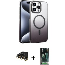 Cepte Toptan iPhone 14 Pro Max Ahenk Doku Özel Seri - Siyah 360 Mat Full Body Arka Koruyucu + Gold Raze Metal Kamera Lens