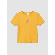 LC Waikiki Lcw Kids Turuncu Nakışlı Kız Çocuk Fitilli Tişört