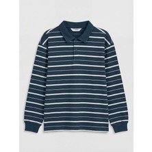 LC Waikiki Lcw Kids Petrol Polo Yaka Çizgili Erkek Çocuk Tişört