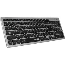  everest kb-bt88 siyah-gri bluetooth ultra ınce q mac-win-android-ıos uyumlu kablosuz klavye