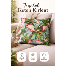 Home Tropikal Keten Dokulu Dekoratif Kırlent – 45X45 cm