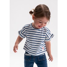 Mayoral Kız Bebek Desenli Kısa Kol T-Shirt Krem 01082