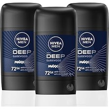 Uravas Store Men Erkek Stick Deodorant Deep Dark Wood 50ML, 48 Saat Koruma, X3 Adet
