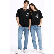 Nevermind Sevgili Kombini You I Yazılı Çift Tişört Oversize Unisex Partner Kombin Seti