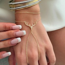 Merve Takı Özel Seri Geyik Figürlü Gold Şahmeran