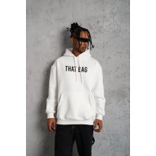 Infivento Erkek Kanguru Cep Baskılı Kapüşonlu Sweatshirt - Beyaz