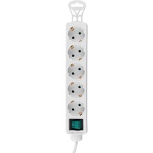 S-Link Spg-F05 1.5 Metre 306 Joule Euro Soket 3G1.0Mm Tam Bakır 5 Li Akım Korumalı Beyaz Priz Çoklayıcı