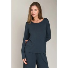 Lovely Things Ella Örme Uzun Kol Tshırt Pijama Üstü - Antrasit