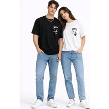 Nevermind Sevgili Kombini You I Yazılı Çift Tişört Oversize Unisex Partner Kombin Seti