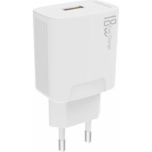 Pdateknoloyi 18W 3.0A Hızlı Şarj Adaptörü Tek Başlık Beyaz KDR-40B (Yerli Üretim)
