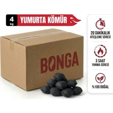 Bonga Briket Yumurta Kömür - 4 kg Sıkıştırılmış %100 Doğal Barbekü Mangal Kömürü