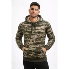 Antakya Yöresi Erkek Kamuflaj Desenli 2 Iplik 4 Mevsim Kapüşonlu Kanguru Cepli Hoodie Sweatshirt - Kamuflaj