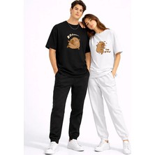 Nevermind Sevgili Kombini Sevimli Ayı Baskılı Çift Tişört Oversize Unisex Partner Tişört 2'li Set