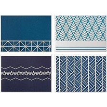Uravas Store Hallmark Boş Kart Çeşitleri, Geometrik Gümüş Folyo (Zarflı 40 Not Kartı)