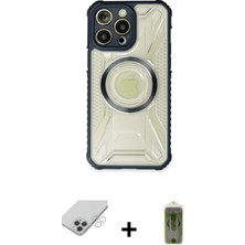 Cepte Toptan iPhone 14 Pro Max Kutup Modern - Siyah Joko Magic 5d Hayalet Cam + Gümüş Band Metal Kamera Lens