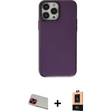 Cepte Toptan iPhone 13 Pro Max Zirve Doku Koleksiyonu - Şeffaf Maxco Cam Ekran Koruyucu + Kırmızı Rainbow Kamera Lens Koruma Cam