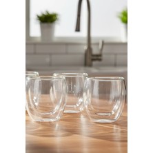 İpek Porselen El Yakmayan Çift Cidarlı  Latte, Nescafe ve Bitki Çayı Sunum Bardağı 250 ml