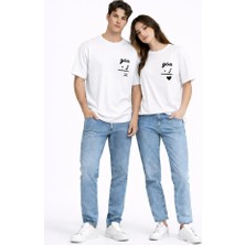 Nevermind Sevgili Kombini You I Yazılı Çift Tişört Oversize Unisex Partner Kombin Seti