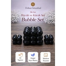 Dekor İstanbul Bubble Mum 3’lü Set Siyah | El Yapımı Doğal Soya Mumu | Dekoratif Büyük Küçük Mum