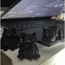 Salıncak Mini 3lü Kedi Figür Torpido, Laptop, Masa Üstü Süsü  (SİYAH)