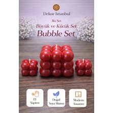 Dekor İstanbul Bubble Mum 3’lü Set Kırmızı | El Yapımı Doğal Soya Mumu | Dekoratif Büyük Küçük Mum