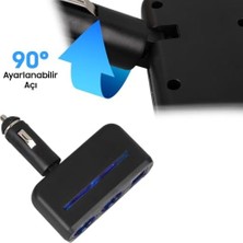 Usin 12/24V Çift USB Araç Şarj Cihazı, 120W Çift Çakmak Çoklayıcı, Siyah