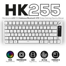 Hawk Gaming Chair HK255 Membrane LCD Rgb Kablosuz/bluetooth Beyaz %75 Türkçe Gaming Oyuncu Klavye