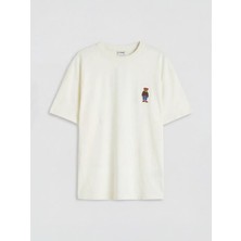 LC Waikiki Lcw Kids Ekru Ayı Teddy Nakışlı Erkek Çocuk Tişört