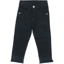 Egecan Paçası Önden Yırtmaçlı Siyah Kız Çocuk Kot Pantolon 2268