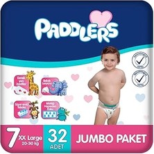 Uravas Store Paddlers Bebek Bezi 7 Numara Xx-Large (20-30 Kg) 32 Adet – Paket, Yüksek Emicilik
