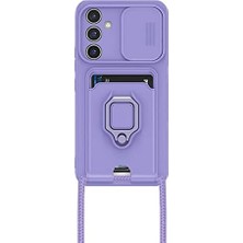 Galaxy A14 Kılıf Ipli Lens Sürgülü Yüzüklü Kartvizitli Silikon Zuma