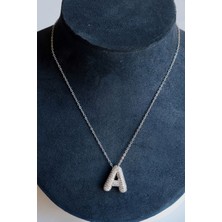 First Jewelry Zirkon Taşlı Silver A Harf Kolye (316L)