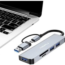 Usb-C Hub 5 In 1 Alüminyum Type C Hub Multiport Adaptör