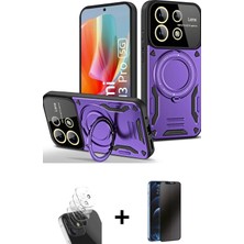 Cepte Toptan Redmi Note 13 Pro 4g Kıvılcım Modern Serisi - Siyah 3D Antistatik Hayalet Cam Ekran Koruyucu + Şeffaf Kamera Lens Koruma Cam