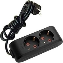 Siyah Ikili Priz Topraklı Kablolu Çocuk Korumalı 5mt