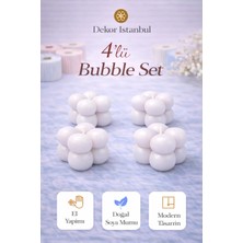 Dekor İstanbul Bubble Mum 4’lü Set Beyaz | El Yapımı Doğal Soya Mumu | Dekoratif Modern Mum
