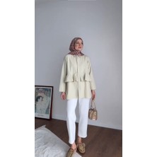 RFK Butik Kadın Alerli Seyyar Kemerli Poplin Gömlek Tunik - Açık Yeşil