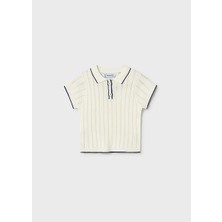 Mayoral Kız Bebek Polo Yaka Triko T-Shirt Krem 01104
