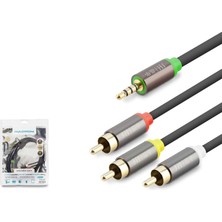  hadron hdx1064 3.5mm to 3rca kablo 2line gold 1.5 metre siyah