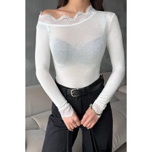 EAS Giyim Tek Omzu Açık Dantelli Bluz