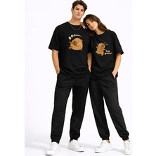 Nevermind Sevgili Kombini Sevimli Ayı Baskılı Çift Tişört Oversize Unisex Partner Tişört 2'li Set