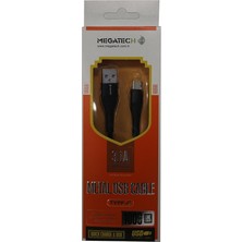 Megatech 3.1A Örgülü A Serisi Typ-C Data Kablosu Gri-Siyah