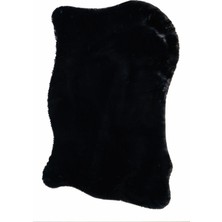 Seyran Halı Minkora Lüks Peluş Post Halı Siyah Renk Yumuşak Dokulu Kaymaz Taban Makinede Yıkanabilir Halı