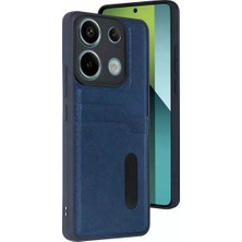 Olinea Redmi 15C 4g Sara Kartvizitli Deri Kılıf - Lacivert