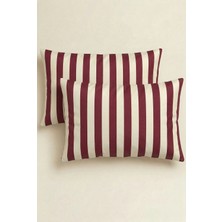 Anılsan Frame 2'li Saten Yastık Kılıfı 50X70 Flaplı Bordo Beyaz