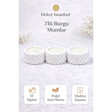 Dekor İstanbul 3’lü Burgu Mum Seti – El Yapımı Doğal Soya Mum, Modern Dekoratif Mum