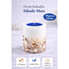 Dekor İstanbul Deniz Kabuklu Silindir Mum – Okyanus Kokulu, El Yapımı Modern Dekoratif Mum (Yerli Üretim)