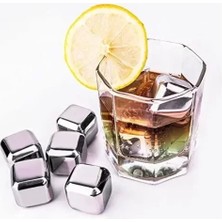 Uravas Store 6'lı Çelik Metal Kaplama Viski Taşı Soğutma Buz Küpü