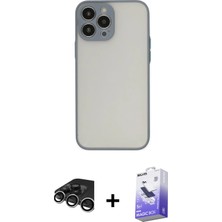 Cepte Toptan iPhone 15 Pro Max Ahenk Çizgi Serisi - Siyah Bilvis 5in1 5d Magic Hayalet Cam Ekran Koruyucu + Gümüş Raze Metal Kamera Lens